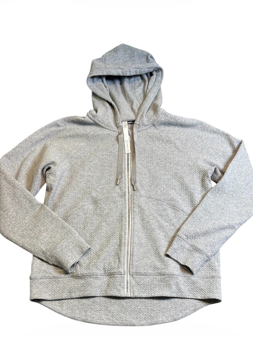Lululemon Catch A Moment Full Zip Hoodie Gray Waffle Knit Jacket Size 12